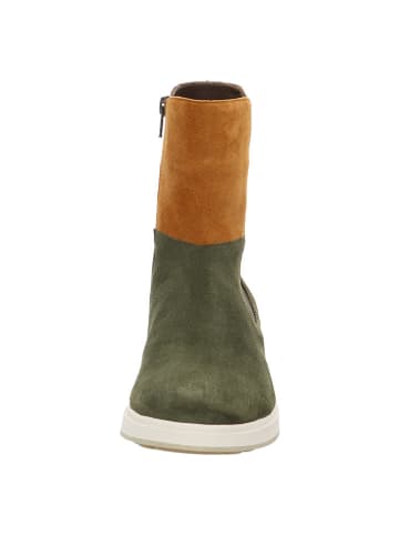 Think! Skórzane botki w kolorze oliwkowo-jasnobrązowym