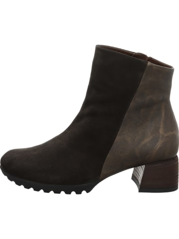 Think! Skórzane botki w kolorze brązowym