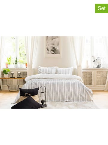 Mijolnir 4-delige beddengoedset "Nives" wit/antraciet