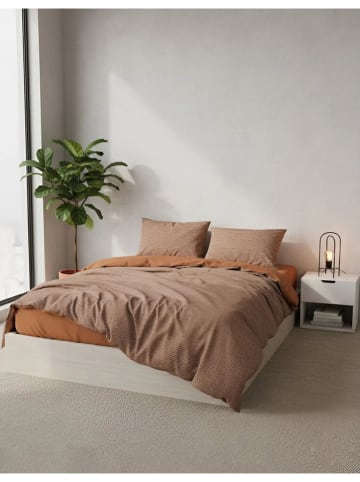 Mijolnir Komplet pościeli renforcé w kolorze jasnobrązowo-białym