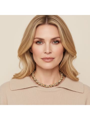 Otazu Pozłacany naszyjnik z kryształem Swarovski - dł. 40 cm