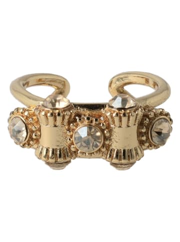 Otazu Pozłacany pierścionek z kryształami Swarovski