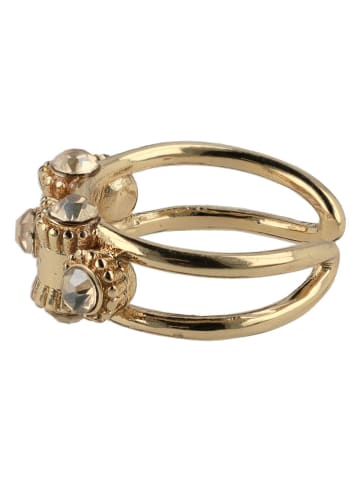 Otazu Pozłacany pierścionek z kryształami Swarovski