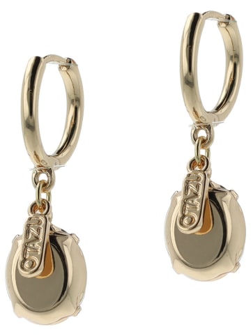 Otazu Pozłacane kolczyki-kreole z kryształami