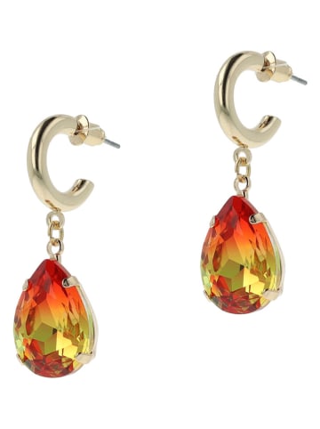 Otazu Vergulde halfcreolen met kristallen