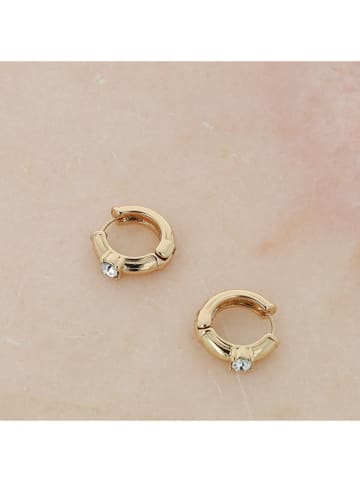 Otazu Pozłacane kolczyki-kreole z kryształami