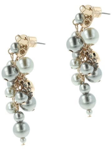 Otazu Pozłacane kolczyki-wkrętki z perełkami Swarovski