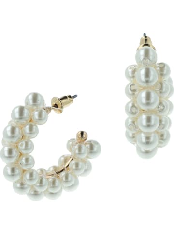 Otazu Vergulde halfcreolen met Swarovski parels