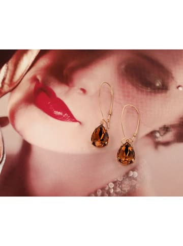 Otazu Vergulde oorhangers met Swarovski kristallen