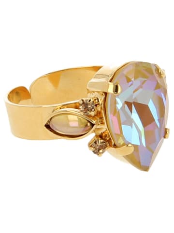 Otazu Pozłacany pierścionek z kryształami Swarovski
