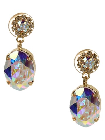 Otazu Vergulde oorstekers met Swarovski-kristallen