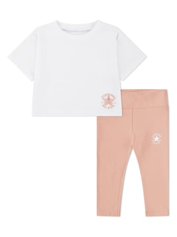 Converse 2-delige outfit wit/lichtroze