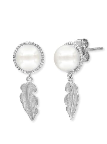 Engelsrufer Srebrne kolczyki-wkrętki "Glory Feather" z perłami