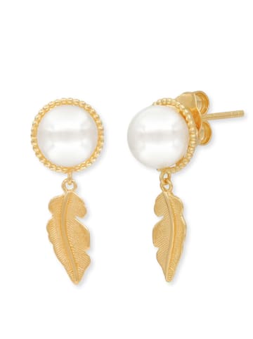 Engelsrufer Vergold. Ohrstecker "Glory Feder" mit Perlen