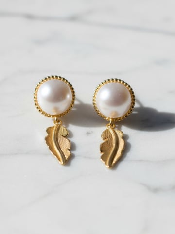 Engelsrufer Vergold. Ohrstecker "Glory Feder" mit Perlen