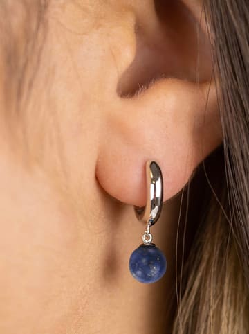 Engelsrufer Srebrne kolczyki-kreole "Powerful Stone" z lapis lazuli