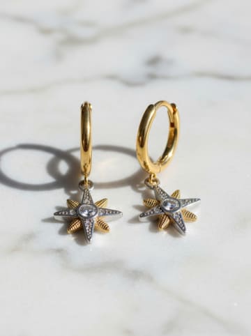 Engelsrufer Pozłacane kolczyki-kreole "New Star" z cyrkoniami