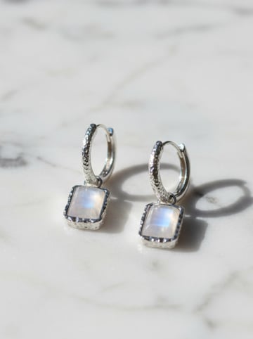 Engelsrufer Srebrne kolczyki-kreole "Pure Moon" z kamieniami księżycowymi