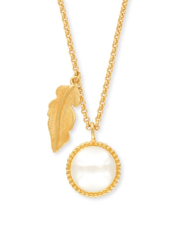 Engelsrufer Vergold. Halskette "Glory Feder" mit Perle - (L)42 cm