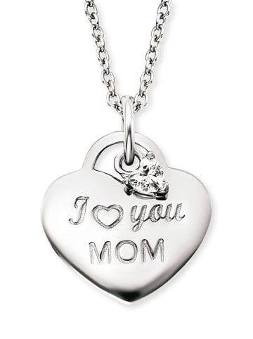 Engelsrufer Srebrny naszyjnik "Love Mom" z cyrkonią - dł. 40 cm