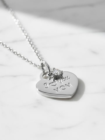 Engelsrufer Srebrny naszyjnik "Love Mom" z cyrkonią - dł. 40 cm