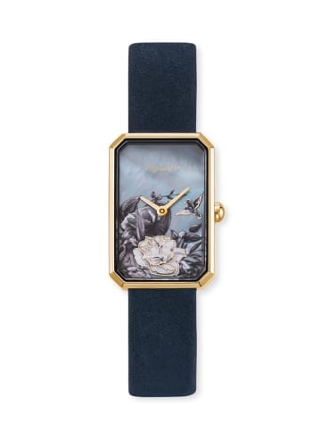 Engelsrufer Quarzuhr "Blume" in Dunkelblau/ Gold