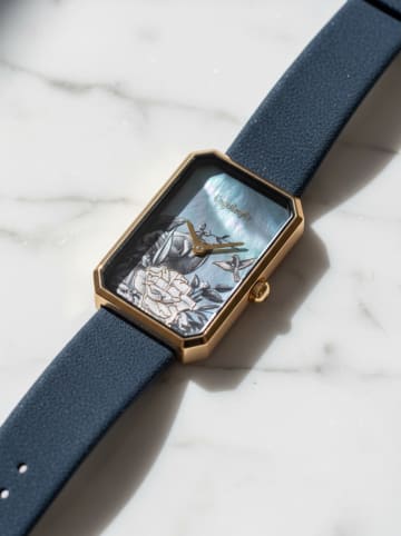 Engelsrufer Quarzuhr "Blume" in Dunkelblau/ Gold