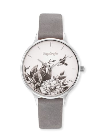 Engelsrufer Quarzuhr "Blume" in Silber/ Grau - Ø 34 mm