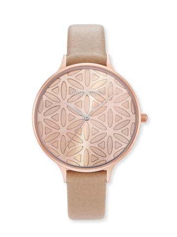 Engelsrufer Quarzuhr "Lebensblume" in Rosa/ Hellbraun - Ø 38 mm