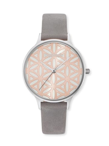 Engelsrufer Quarzuhr "Lebensblume" in Silber/ Grau - Ø 34 mm