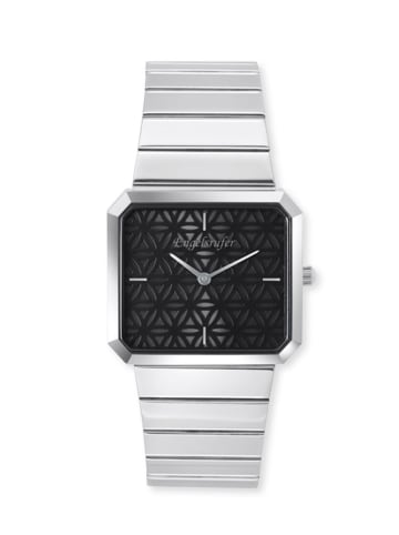 Engelsrufer Quarzuhr "Lebensblume" in Silber/ Schwarz - (L)2,86 x (B)3,22 cm