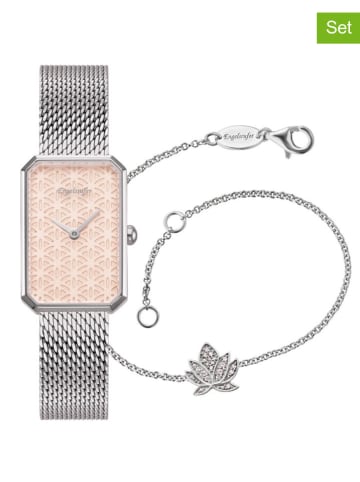 Engelsrufer 2tlg. Set: Quarzuhr und Armkettchen "Lebensblume" in Silber