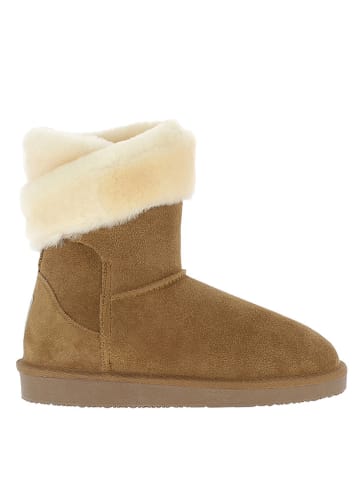 Gooce Skórzane kozaki zimowe "Beverly" w kolorze jasnobrązowym