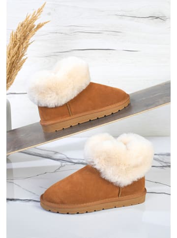 Gooce Skórzane botki zimowe "Fury" w kolorze jasnobrązowym