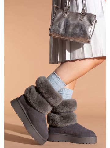 Gooce Skórzane kozaki zimowe "Mara" w kolorze antracytowym