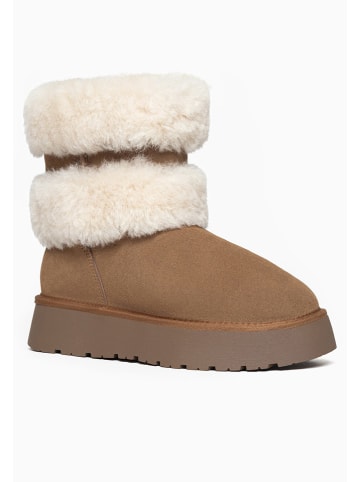 Gooce Leder-Winterboots "Mara" in Hellbraun/ Creme