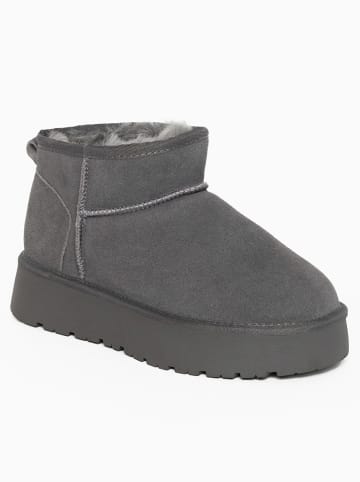 Gooce Skórzane botki zimowe "Mindy" w kolorze szarym