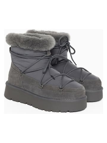 Gooce Skórzane botki zimowe "Warm" w kolorze antracytowym