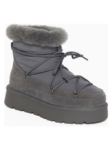 Gooce Skórzane botki zimowe "Warm" w kolorze antracytowym