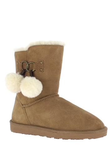NICEBAY Leder-Winterboots "Gambell" in Hellbraun