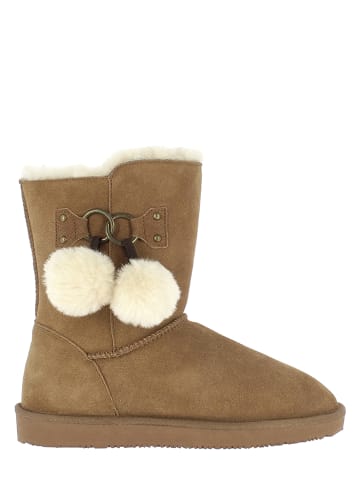 NICEBAY Skórzane botki zimowe "Gambell" w kolorze jasnobrązowym