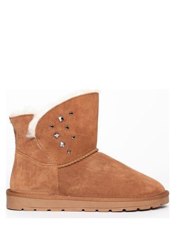 NICEBAY Leren winterboots "Sacha" lichtbruin