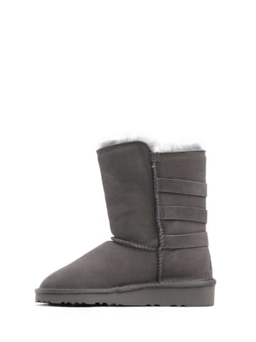 NICEBAY Leren winterboots "Bianca" donkergrijs