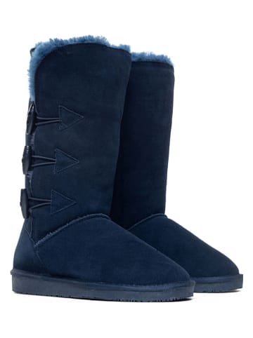 NICEBAY Leder-Winterstiefel "Meander" in Dunkelblau
