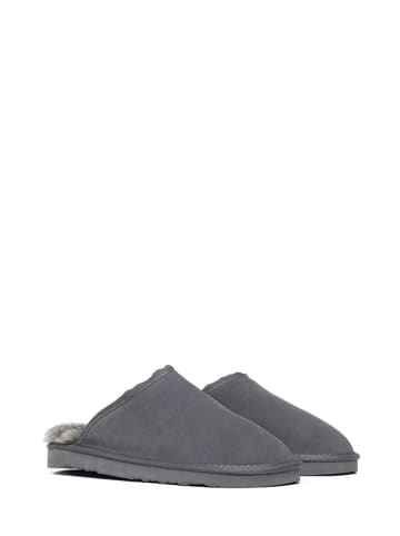 NICEBAY Skórzane kapcie "Huch" w kolorze szarym