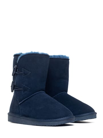 NICEBAY Skórzane botki zimowe "Branch" w kolorze granatowym