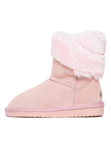 NICEBAY Skórzane botki zimowe "Fiore" w kolorze jasnoróżowym