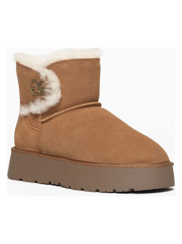NICEBAY Leder-Winterboots "Labriela" in Hellbraun
