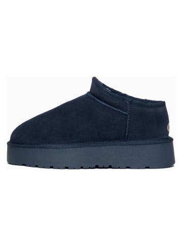 NICEBAY Leren pantoffels "Hugette" donkerblauw