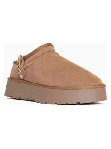 NICEBAY Leren pantoffels "Gichala" lichtbruin